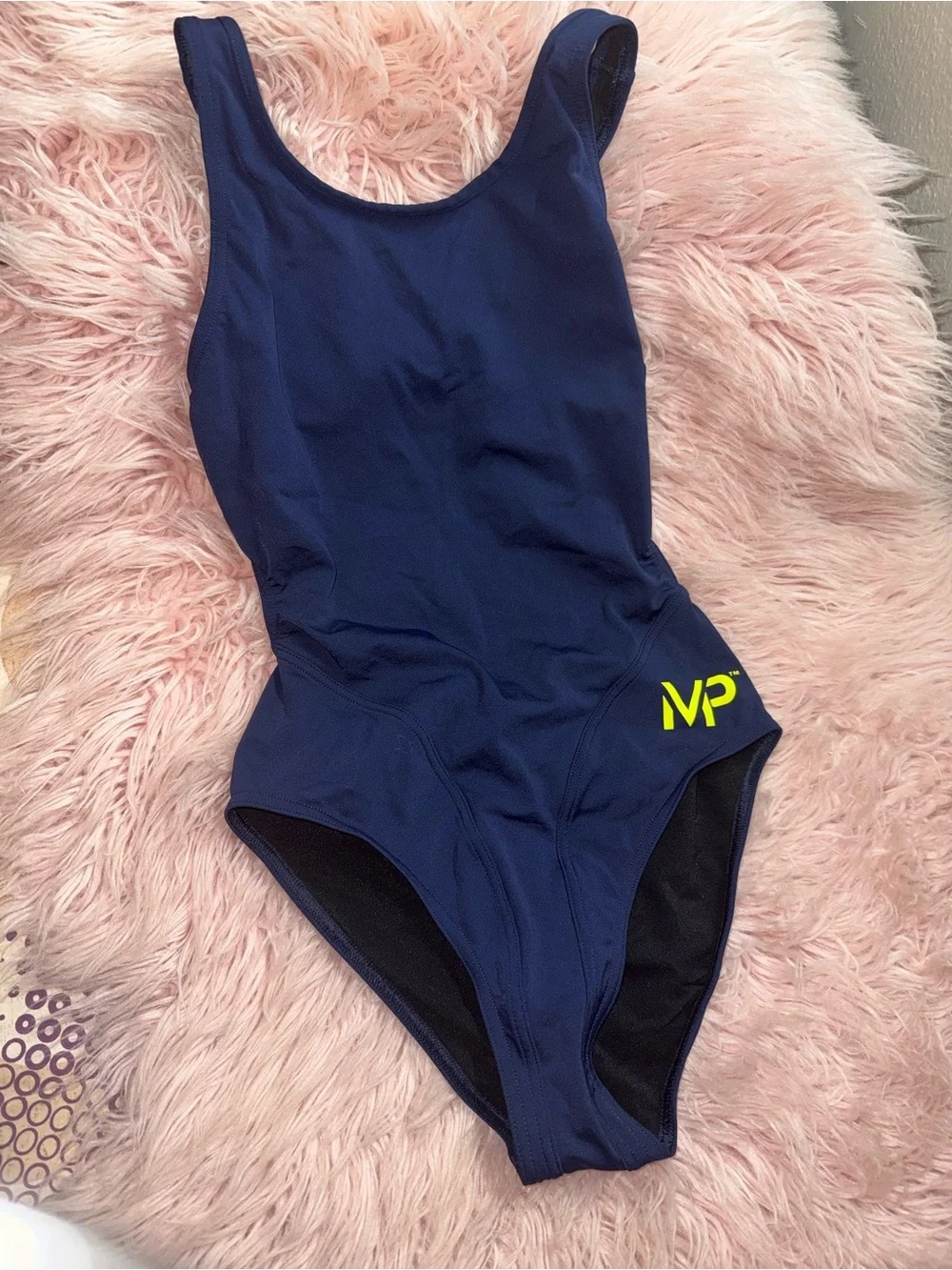 MP Women's Navy Blue One-Piece Racing Swimsuit with Neon Logo